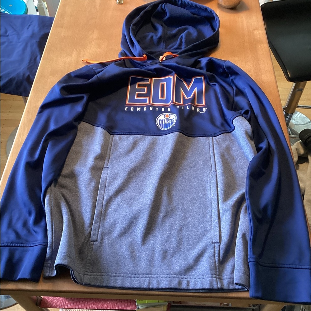 Edmonton Oilers Blue and Gray Hoodie
